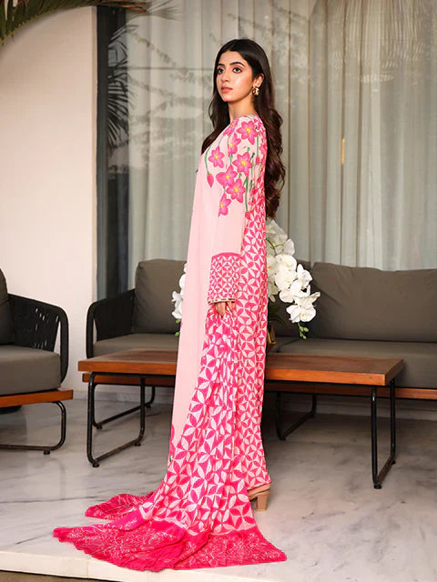 Afsheen Pink Printed 3PC